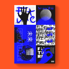 Postmodern poster artwork vector design. Modern abstract composition. Geometric shapes illustration.