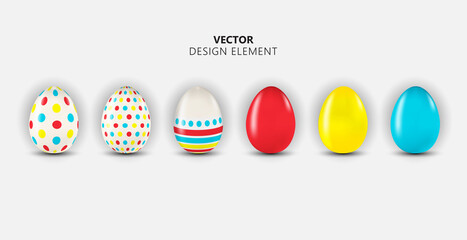 Easter Egg Design Element Collection Set on Light Background. Vector Illustration EPS10