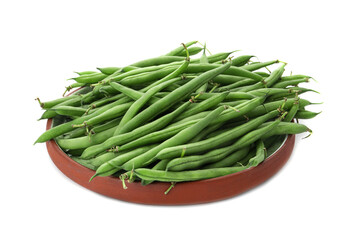 Delicious fresh green beans isolated on white