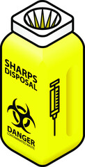 A syringe/sharps disposal bin / container.