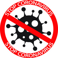Sign caution STOP COVID-19 Coronavirus icon vector