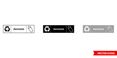 Fototapeta premium Aerosols landscape metal recycling sign icon of 3 types color, black and white, outline. Isolated vector sign symbol.