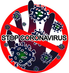 hand stop virus prohibited coronavirus COVID-19 Sign ban virus isolated Symbol vector