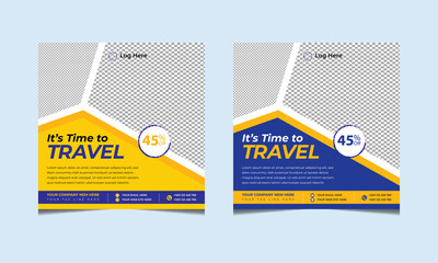 Holiday travel social media post template, Template for social media post, template design for travel ads, eps 10