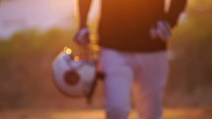 Footage Slow Motion: American Football helmet with male football players