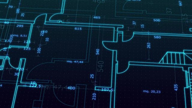 close-up view of a blueprint house plan (3d render)