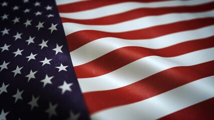 USA American Flag Textured Background Loop/ 4k animation of a US textured american flag background, with fabric and grunge texture and wind effect seamless looping