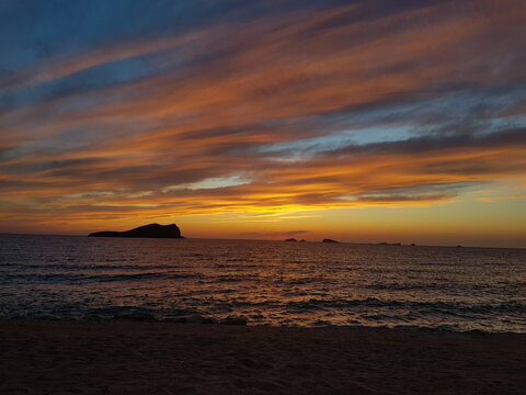 Sunset colous reflected on water.