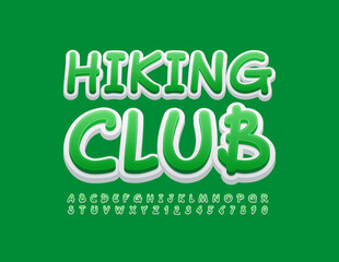 Vector sport sign Hiking Club. Artistic Handwritten Font. Bright Alphabet Letters and Numbers set
