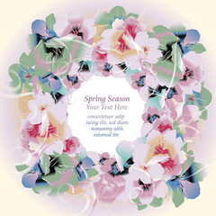Spring flowers,  sakura blossom vector illustration. Floral spring frame. Decorative floral element.