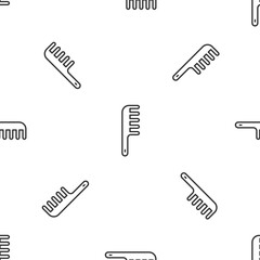 Grey line Hairbrush icon isolated seamless pattern on white background. Comb hair sign. Barber symbol. Vector.