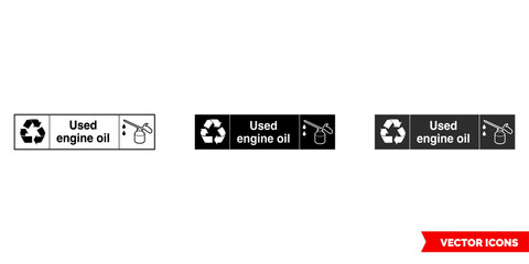 Used engine oil landscape automotive recycling sign icon of 3 types color, black and white, outline. Isolated vector sign symbol.