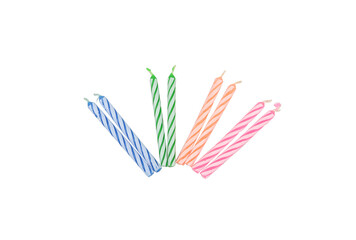 Colored Birthday Candles On White background