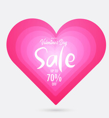 Big heart for Happy Valentine Day sale promotion, Vector big heart made from hearts shapes pink and red confetti on white background