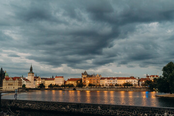Vltava river in Prague. Vltava is the longest river within the Czech Republic.