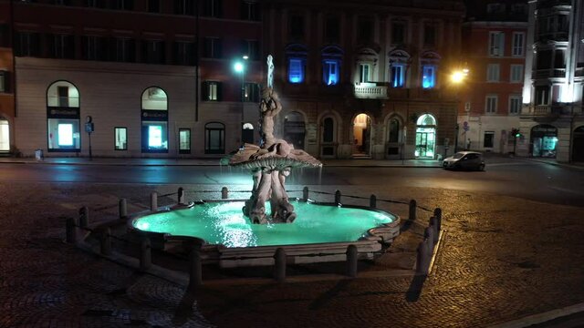 Triton Fountain in Piazza Barberini in Rome
Gian Lorenzo Bernini's work shot with the drone at night