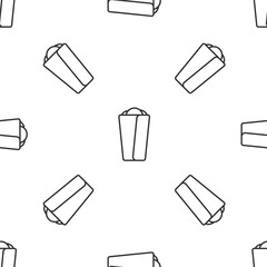 Grey line Burrito icon isolated seamless pattern on white background. Traditional mexican fast food. Vector.