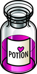 A bottle of pink love potion.