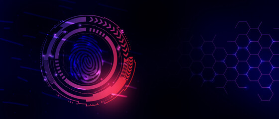 Futuristic fingerprint with circle of circuit board