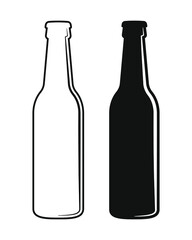 Beer bottle vector icon. Lemonade soda drink symbol. Bar or pub sign. Brewery and restaurant logo. Black silhouette isolated on white background.