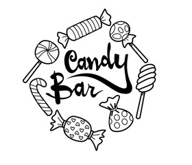 candy bar lettering hand drawn vector 