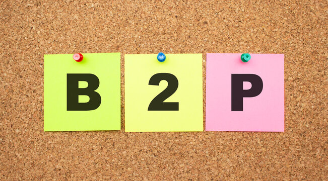 Color notes with letters pinned on a board. Word B2P.