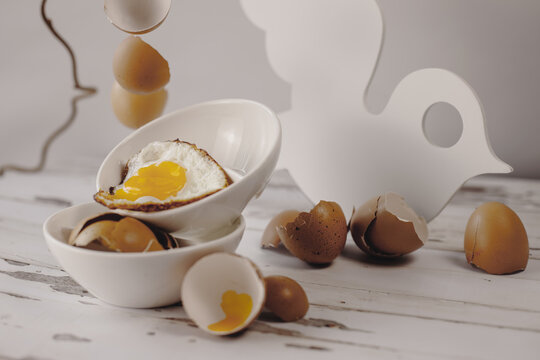 Baked easter egg in white setting