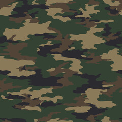 Fototapeta premium Dark green military vector camouflage pattern woodland hunting
