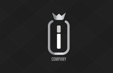 I silver king crown alphabet letter logo for company and corporate. Grey color luxury design. Can be used as an icon for a product or brand