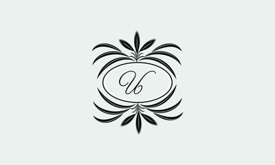 Vector logo design in trendy linear style. Floral monogram with the letter U n the center or space for the text of the letter - an emblem for fashion, beauty and jewelry industry, business