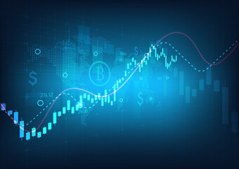 Stock market trading graph in graphic concept suitable for financial investment or Economic trends business idea and all art work design. Abstract finance background. Vector illustration