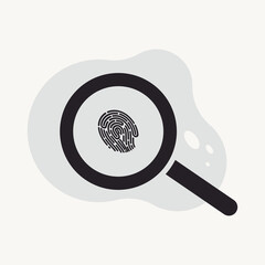 Magnifying glass looking for fingerprint icon design vector illustration