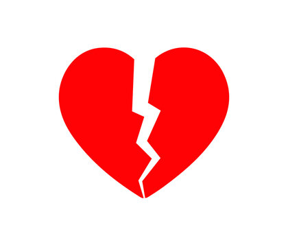 Broken heart icon symbol. Breakup logo sign. Vector illustration image. Isolated on white background.