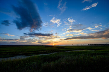 Sunset over marshlands