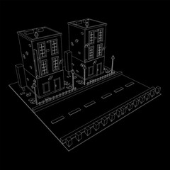 City building real estate concept. Wireframe low poly mesh vector illustration