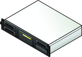 A rack mountable tape backup assembly with three drives.