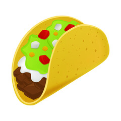 Taco Emoji Vector Design. Mexican Food Art Illustration. Mexico Restaurant Traditional Product Clipart.