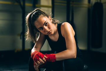 young woman preparing for training