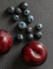blueberries and sweet yellow flesh plums