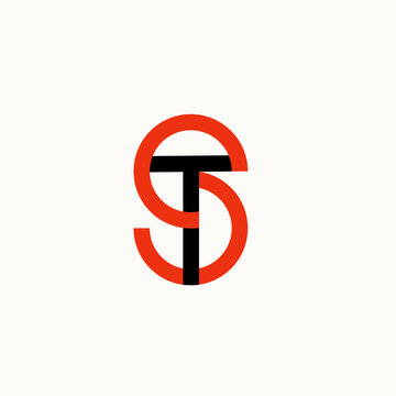 TS monogram logo. Decorative Ts minimalist initials in circles shape, icon for any company or business. Black and white vector illustration.