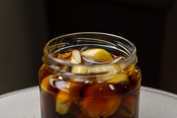 Garlic honey in vase healthy immune system