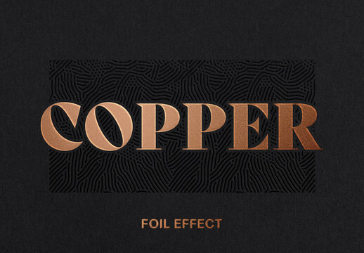 Copper Foil Text Effect Logo Mockup