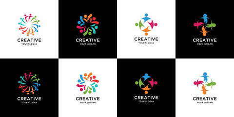 Fototapeta na wymiar Set of people community logo design