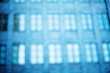 Frontal View og Blue Color City Buildings Blurred Effect - Architecture Urban, Copy Space