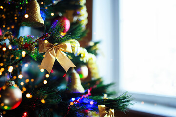 New Year's decoration Christmas tree with sparkles