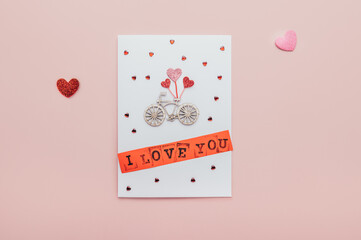 DIY ideas and step by step instructions for making Valentines Card with words I love you, how to make handmade card for beginners