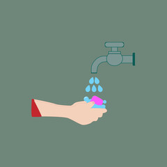 Hand washing with soap, hygiene, vector illustration
