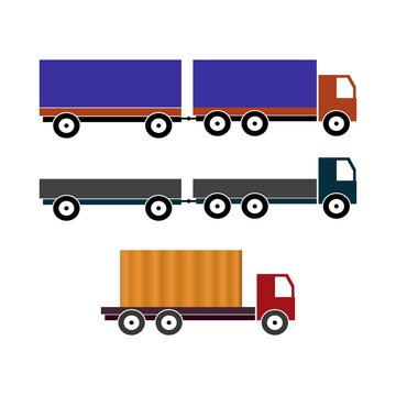 Trucks on a white background, vector illustration	