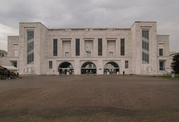 Niguarda Hospital, Milan. Entrance door to the historic building erected in 1939.Italy