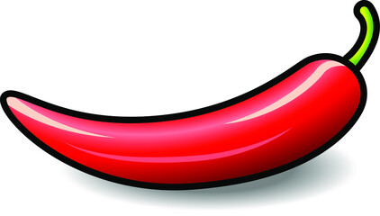 A shiny red hot chilli pepper.